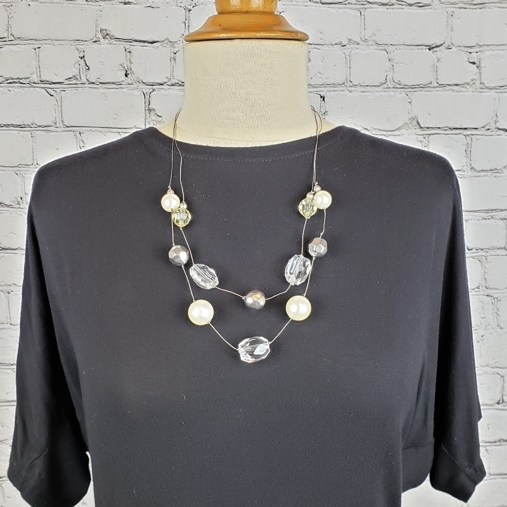 Large Chunky Bead Multi Illusion Wire Necklace
